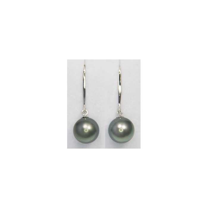 Boucles d`Oreilles Perles de Tahiti 9-10mm AAA Dormeuses