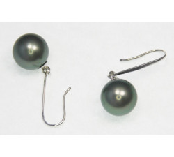 Boucles d`Oreilles Perles de Tahiti 9-10mm AAA Dormeuses