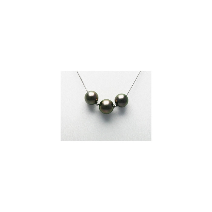 Collier 3 Perles de Tahiti 10-12mm Chaîne Or 750/1000
