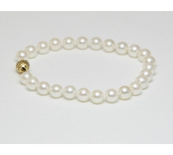 Bracelet Perles de Culture Akoya AAA 7.5mm Long. 18cm Or 14k