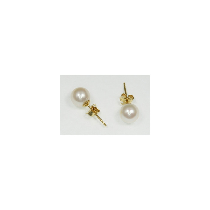 Boucles d'Oreilles Akoya du Japon 6.5-7mm Blanc AAA Or 18k