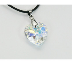 Pendentif Cristal SWAROVSKI Coeur 18mm AB Argent 925