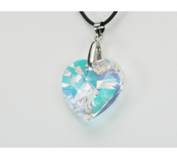 Pendentif Cristal SWAROVSKI Coeur 28mm AB Argent 925