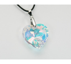 Pendentif Cristal SWAROVSKI Coeur 40mm AB Argent 925