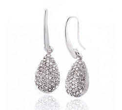 Boucles d`Oreilles Cristaux SWAROVSKI Gouttes Clair Rhodium