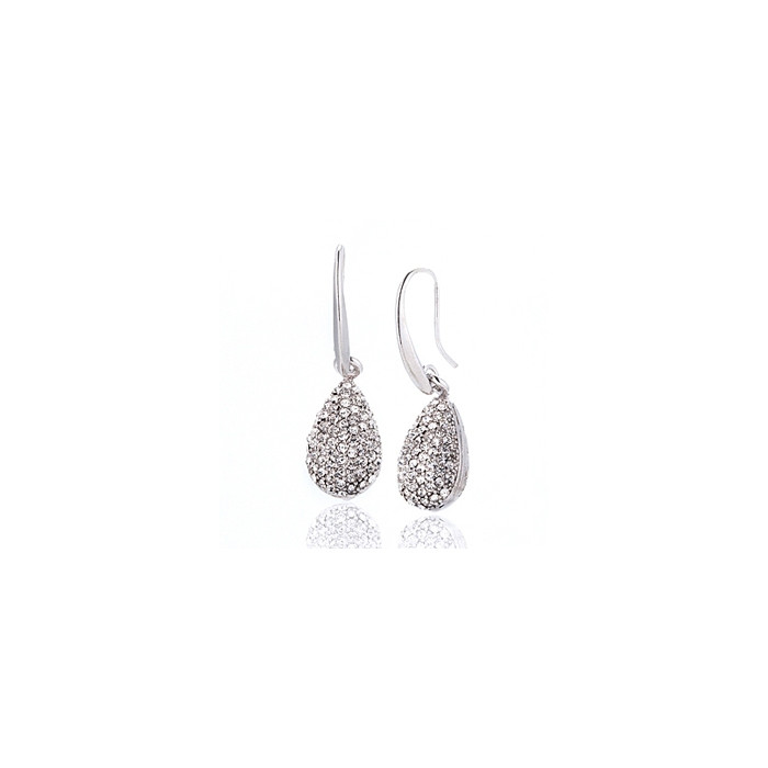 Boucles d`Oreilles Cristaux SWAROVSKI Gouttes Clair Rhodium