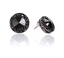 Boucles d'Oreilles Cristaux SWAROVSKI Clous Noir Hematite