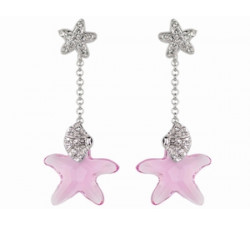 Boucles d'Oreilles Cristaux SWAROVSKI Océane Etoiles Mer LR