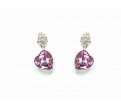 Boucles d'Oreilles Cristaux SWAROVSKI Coeurs Améthyste