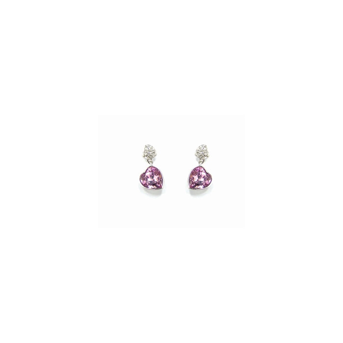 Boucles d'Oreilles Cristaux SWAROVSKI Coeurs Améthyste