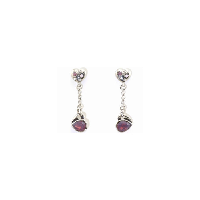 Boucles d'Oreilles Cristaux SWAROVSKI Coeurs Chainette AM OP