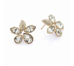 Boucles d'Oreilles Cristaux SWAROVSKI Fleurs Clair PlaqOr