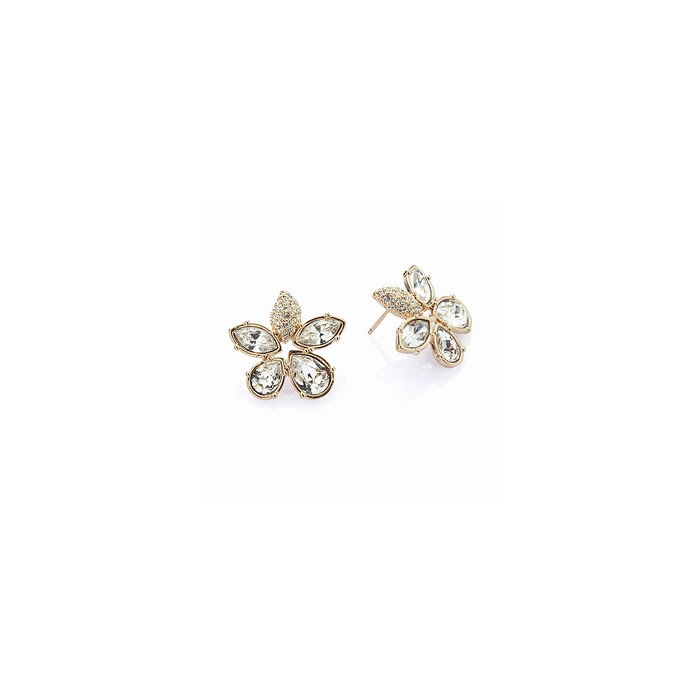 Boucles d'Oreilles Cristaux SWAROVSKI Fleurs Clair PlaqOr