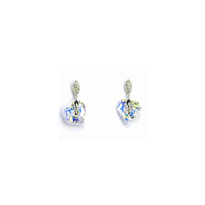 Boucles d'Oreilles Cristaux SWAROVSKI Dormeuses Coeurs AB