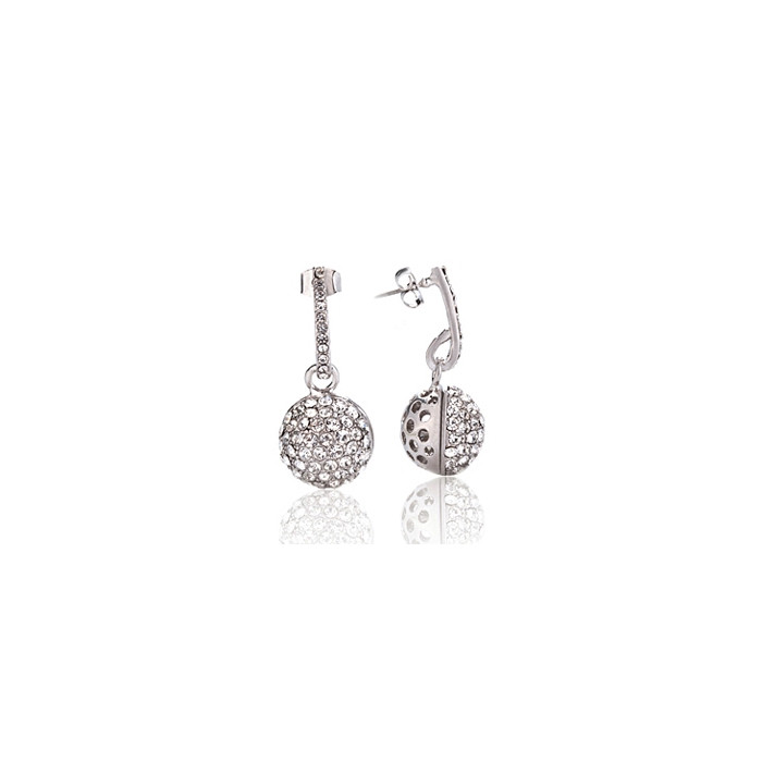 Boucles d'Oreilles Cristaux SWAROVSKI Boule Clair Rhodium