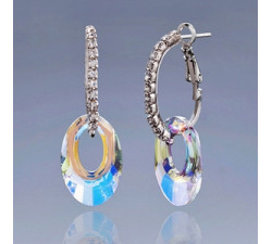 Boucles d'Oreilles Cristaux SWAROVSKI Créoles HEL AB Rhodium