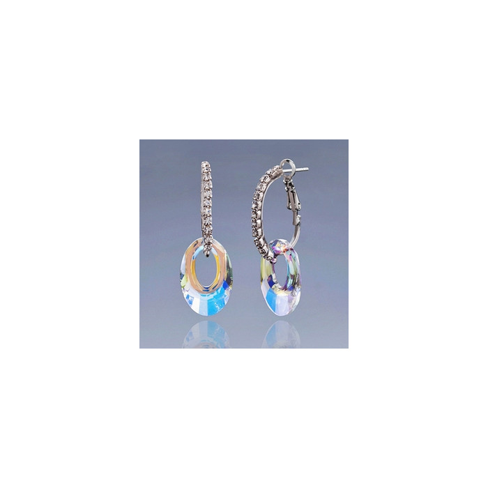 Boucles d'Oreilles Cristaux SWAROVSKI Créoles HEL AB Rhodium