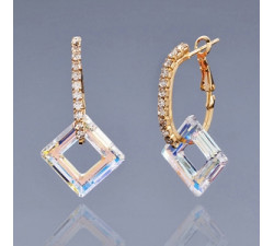 Boucles d'Oreilles Cristaux SWAROVSKI Créoles SQA AB PlaqOr