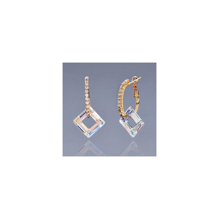 Boucles d'Oreilles Cristaux SWAROVSKI Créoles SQA AB PlaqOr