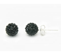 Boucles d'Oreilles Cristaux SWAROVSKI Clous 8mm Noir Ag 925