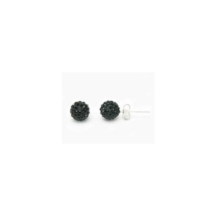 Boucles d'Oreilles Cristaux SWAROVSKI Clous 8mm Noir Ag 925