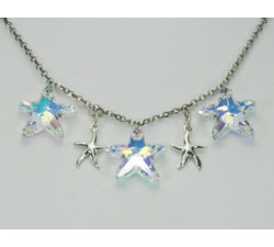 Collier Cristaux SWAROVSKI Etoiles de Mer AB Chaîne Ag 925