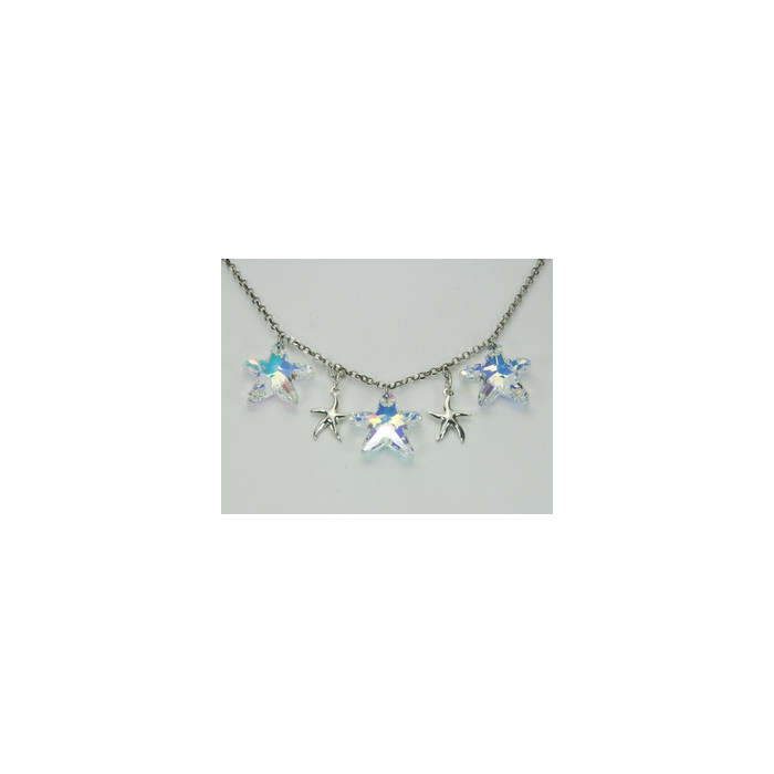 Collier Cristaux SWAROVSKI Etoiles de Mer AB Chaîne Ag 925