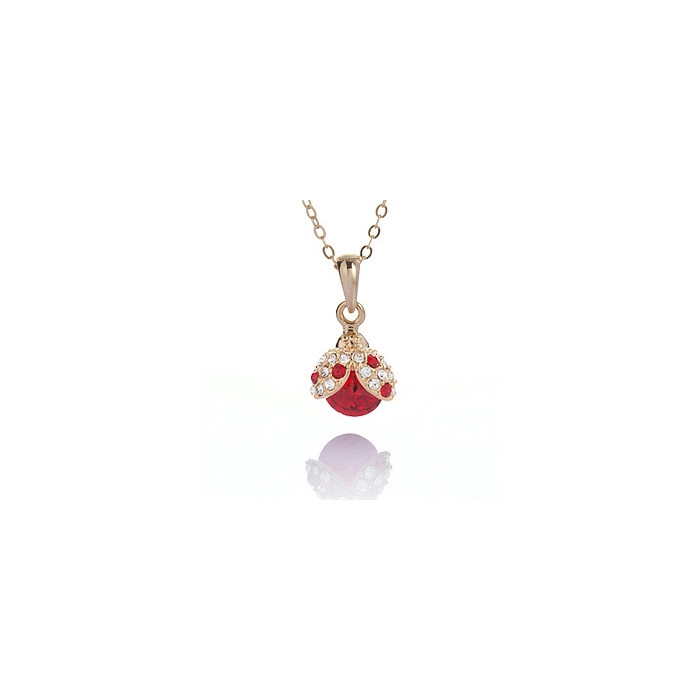 Collier Pendentif Coccinelle Cristaux SWAROVSKI, Plaqué Or