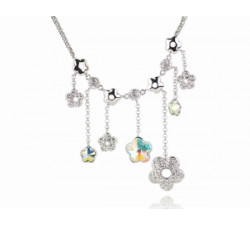 Collier Fleurs Cristaux SWAROVSKI, Rhodium