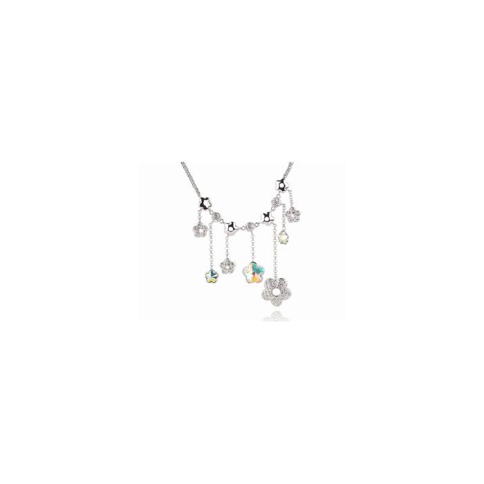 Collier Fleurs Cristaux SWAROVSKI, Rhodium