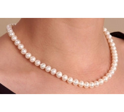 Collier de Perles de Culture Eau Douce Blanches 8mm AA+