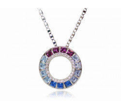 Collier Pendentif Anneau Cristaux SWAROVSKI Multicolor