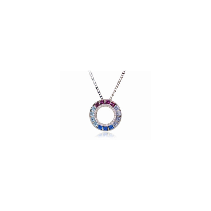 Collier Pendentif Anneau Cristaux SWAROVSKI Multicolor