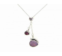 Collier Pendentif Cristaux SWAROVSKI 3 Coeurs sur Chainettes