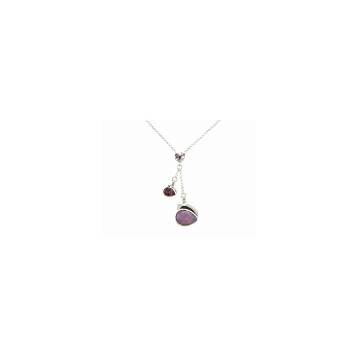 Collier Pendentif Cristaux SWAROVSKI 3 Coeurs sur Chainettes