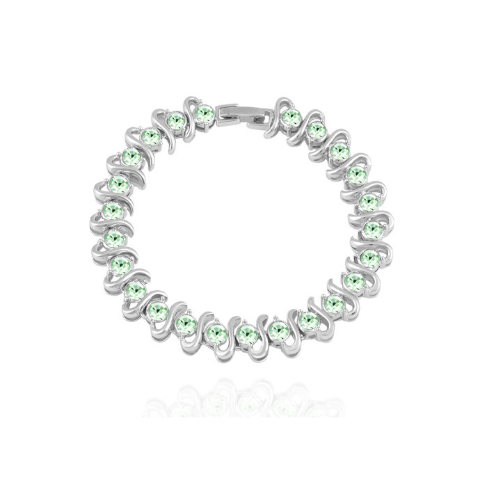 Bracelet Cristaux Swarovski Cristaux Verts, Rhodium