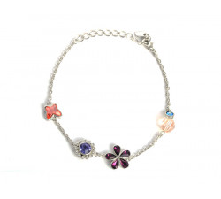 Bracelet Cristaux Swarovski Papillon Fleur Violette, Rhodium