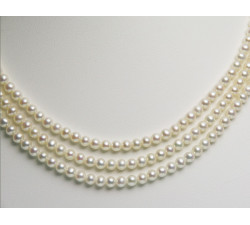 Collier de Perles de Culture Eau Douce 3 Rangs 6 à 7mm Blanc