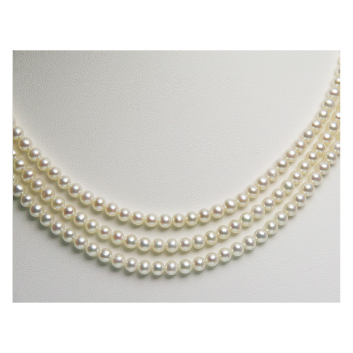 Collier de Perles de Culture Eau Douce 3 Rangs 6 à 7mm Blanc