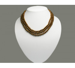 Collier de Perles de Culture Eau Douce 3 Rangs 6-7mm Bronze