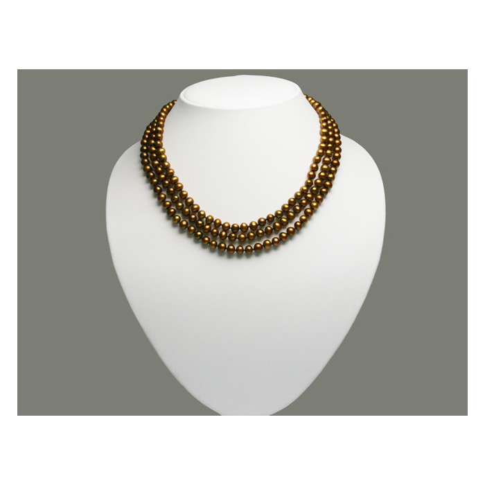 Collier de Perles de Culture Eau Douce 3 Rangs 6-7mm Bronze